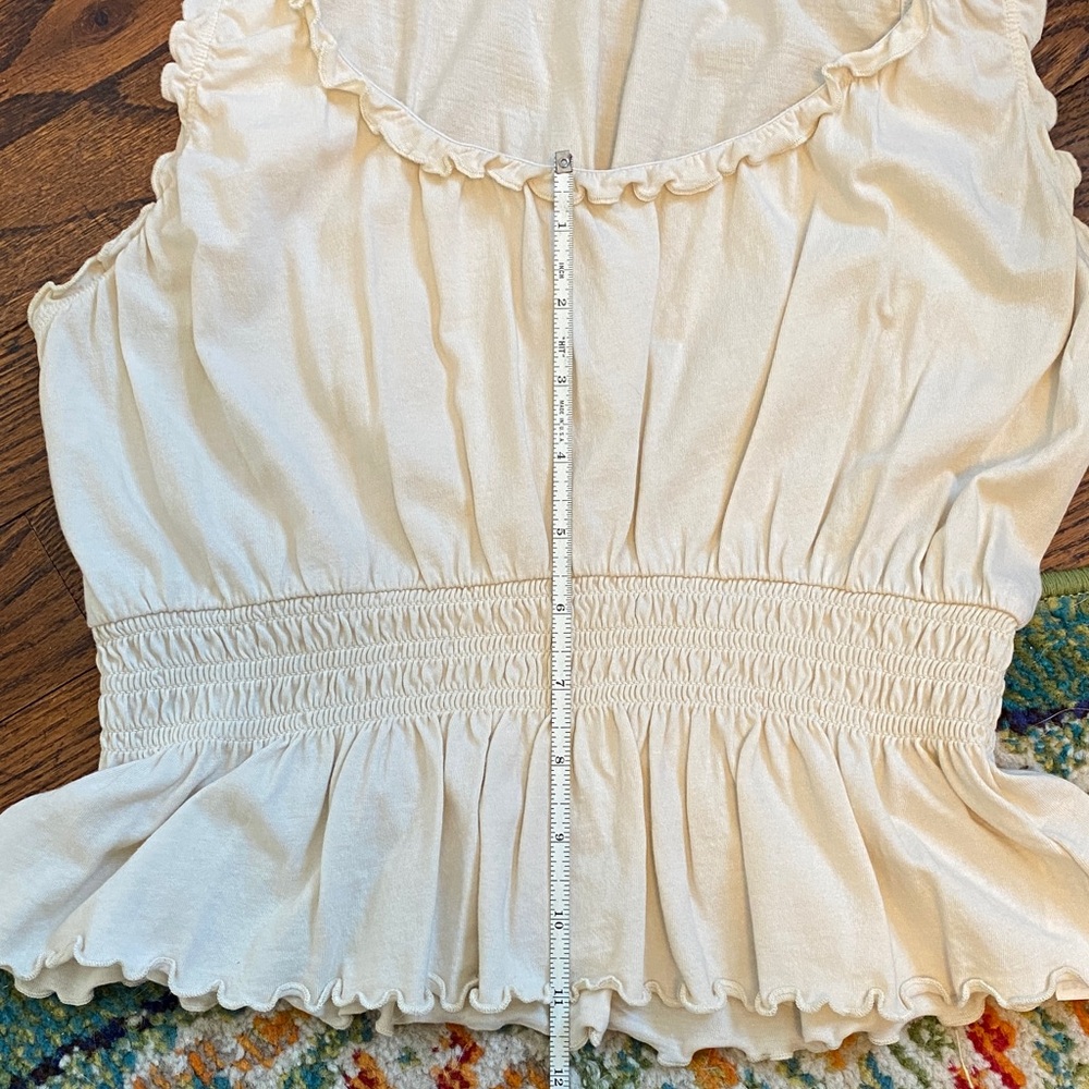Cream Ruffled Women's ruched tank - Picture 6 of 6